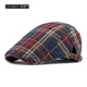 两头门韩版 格纹棉质前进帽时尚 贝雷帽英伦复古透气遮阳鸭舌帽潮