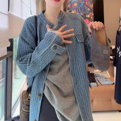 欧若风小香牛仔外套女大版2025春季新款宽松百搭休闲港风复古上衣