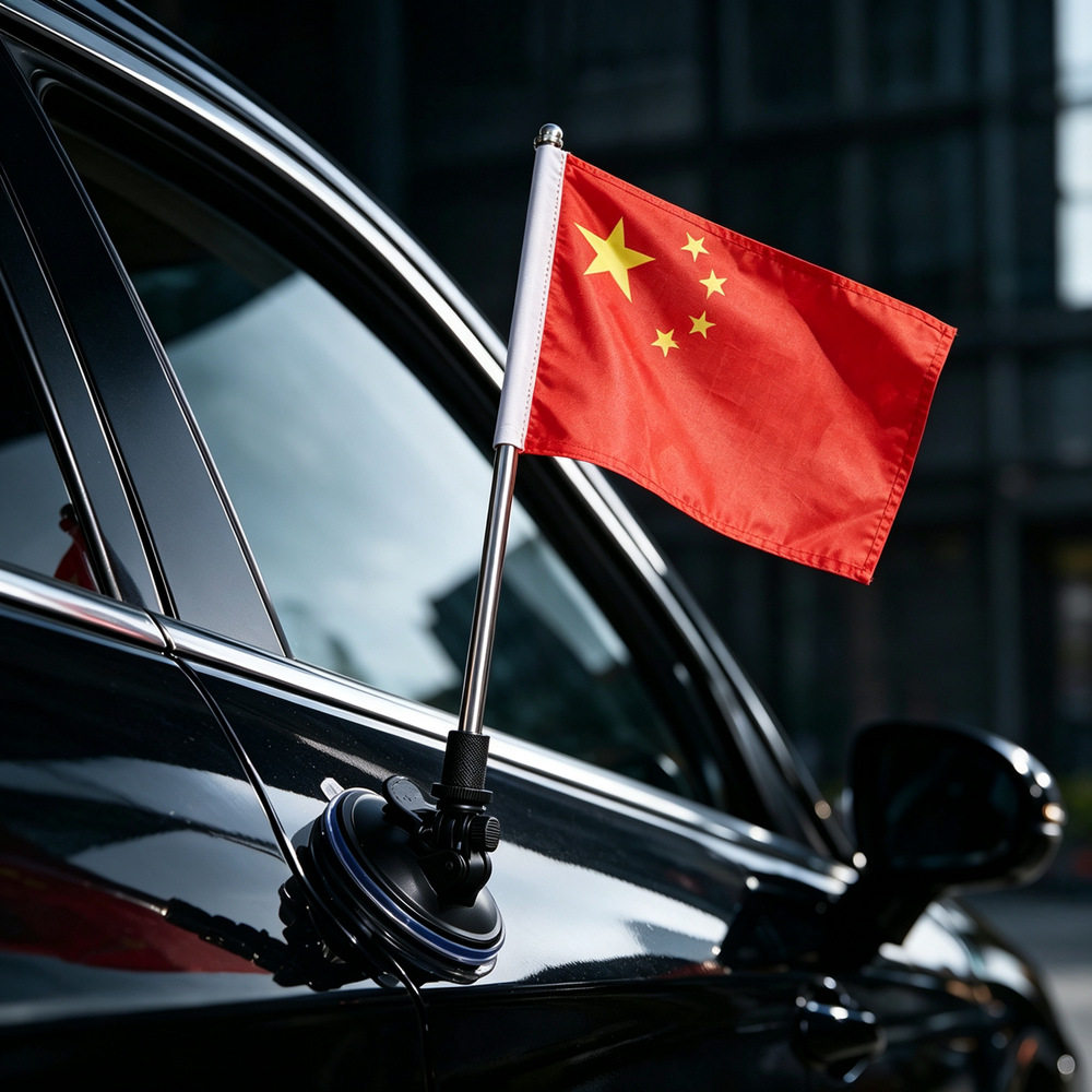 强力吸盘合金旗杆车载小红旗
