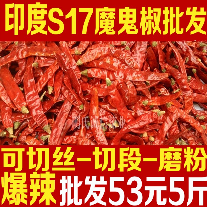 鬼椒面新品印度S17魔鬼椒500克包邮爆辣变态辣磨粉面段丝川