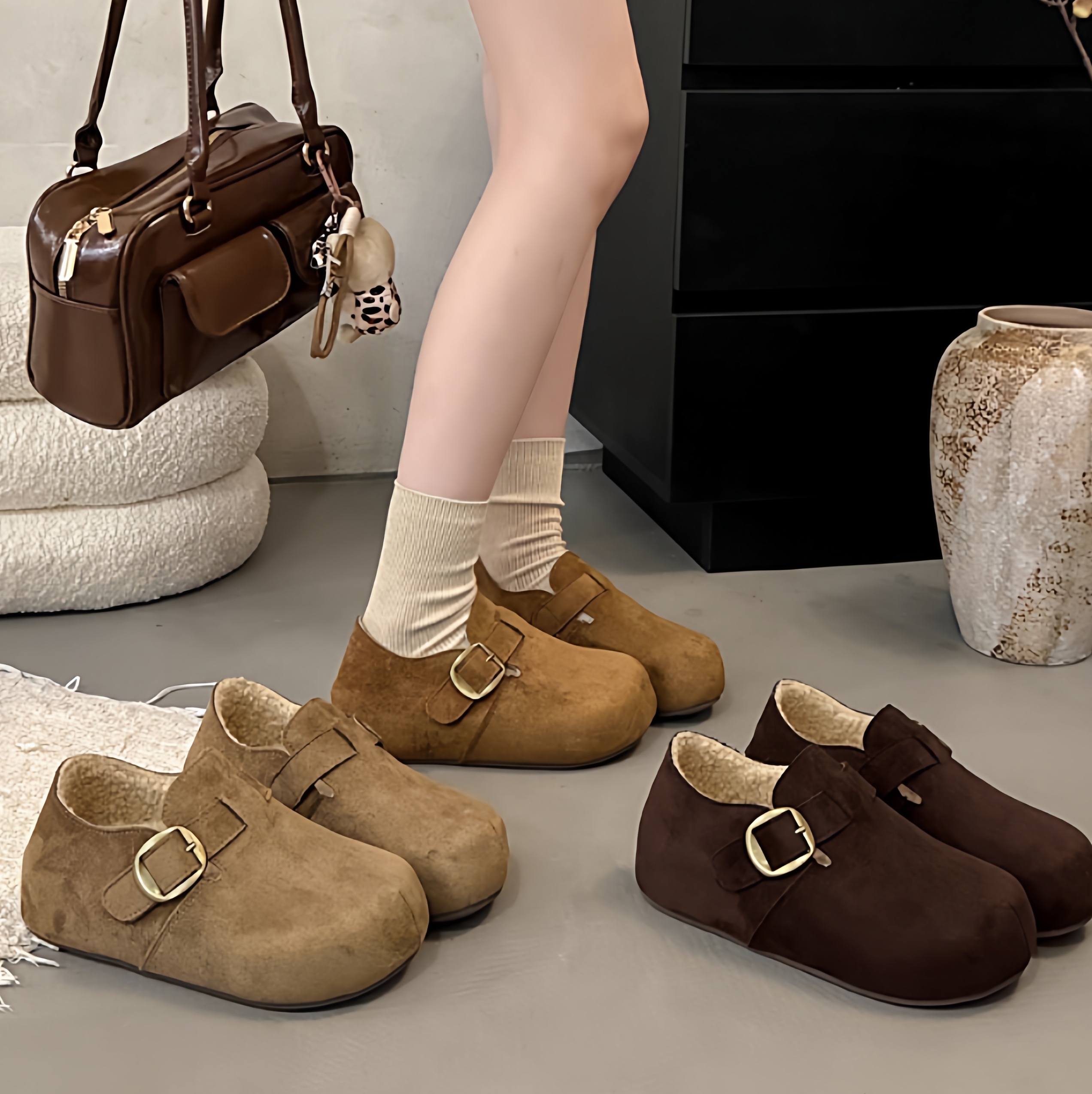 羊羔绒勃肯鞋复古小土豆