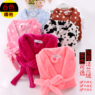 秋冬情侣睡袍浴袍睡衣家居服浴衣长袖 法兰绒珊瑚绒加厚保暖大码