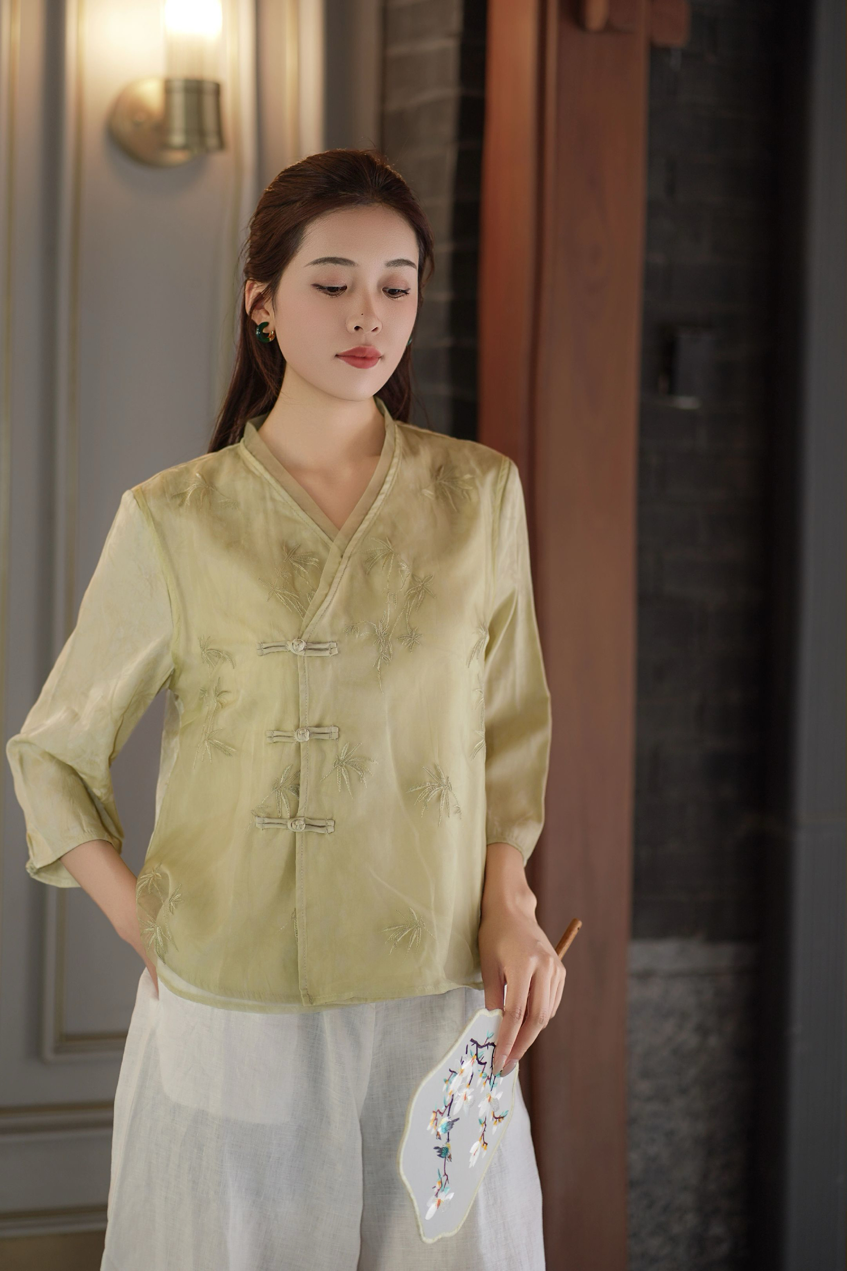 3360大吉2025新款原创文艺复古中式高端改良茶服小衫百搭上衣女