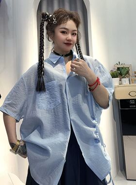 ZBY2026年春夏新款时尚休闲百搭宽松显瘦短袖纺丝棉衬衫女20950