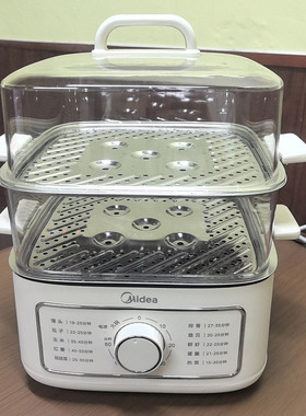 美的电蒸锅MZ-ZGE2323J52多功能家用双层不绣钢电火锅蒸箱10.8L升