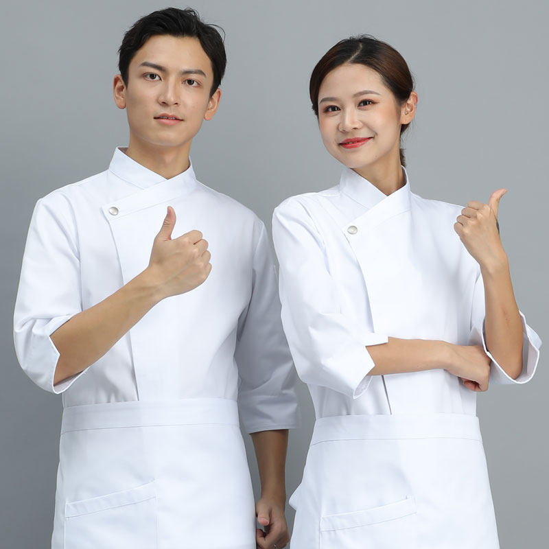 餐饮厨师工作服七分袖男薄款高档厨师长服装烘焙西点师厨房工衣7