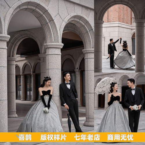 2025新主题影楼展会情侣婚纱照放大样片客片室外复古城堡雨伞H239