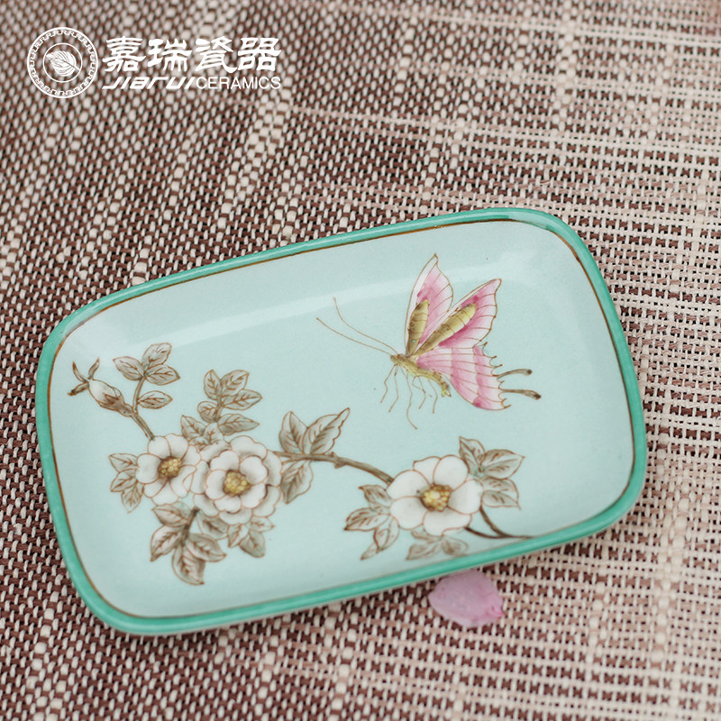 新中式釉上彩绘陶瓷香皂盒肥皂碟家用酒店卫生间置物盘毛巾碟,家庭/个人清洁工具,皂盒,淘宝优惠券,粉丝福利购,淘宝优惠卷