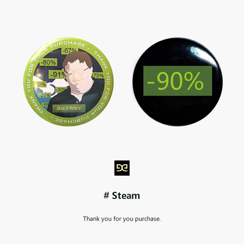 【悟空】steam周边游戏徽章g胖的微笑打折标志胸章吧唧书包挂饰