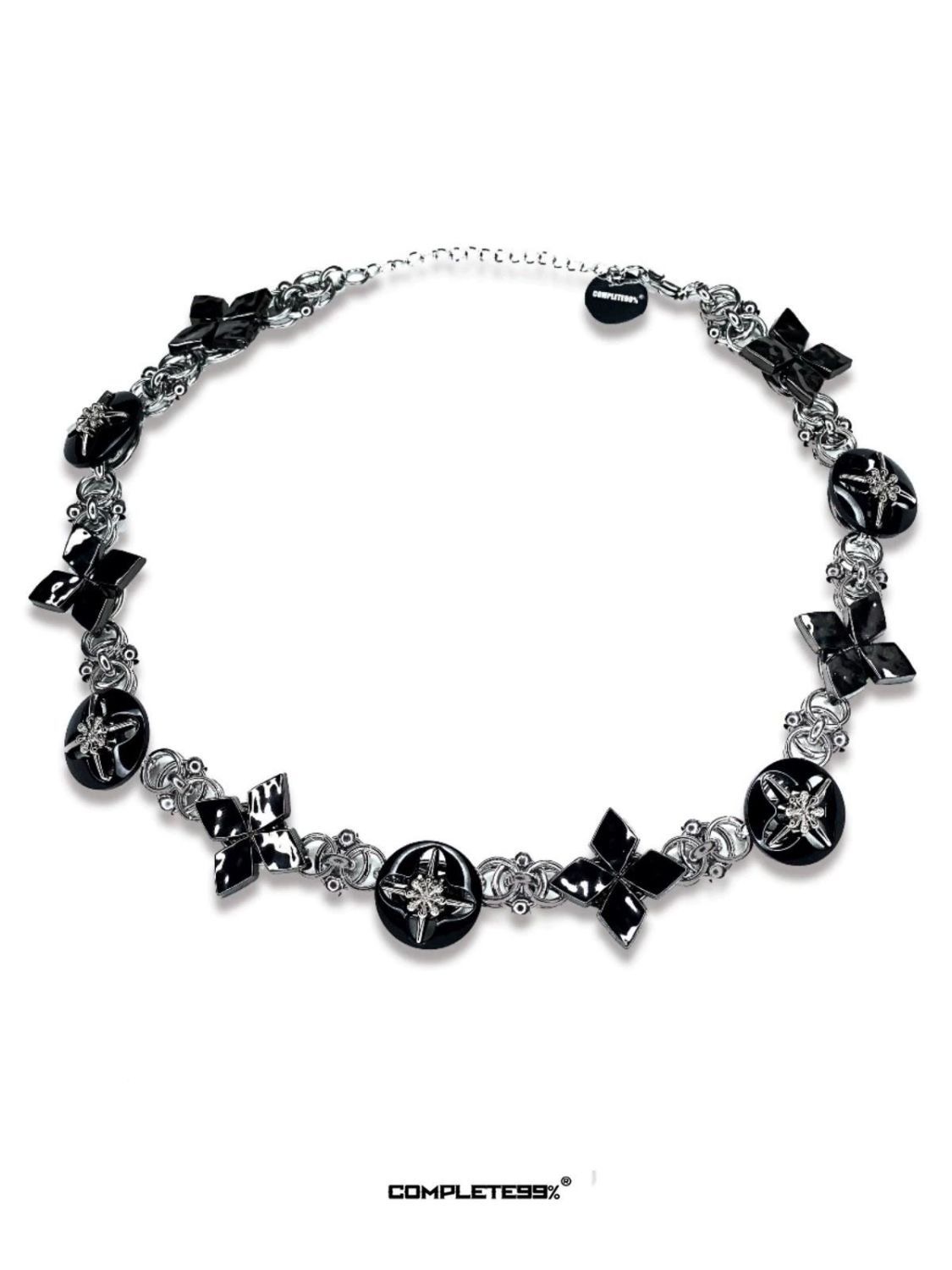 玩物制造 十字花八芒星纽扣朋克重工情侣短款男女锁骨项链