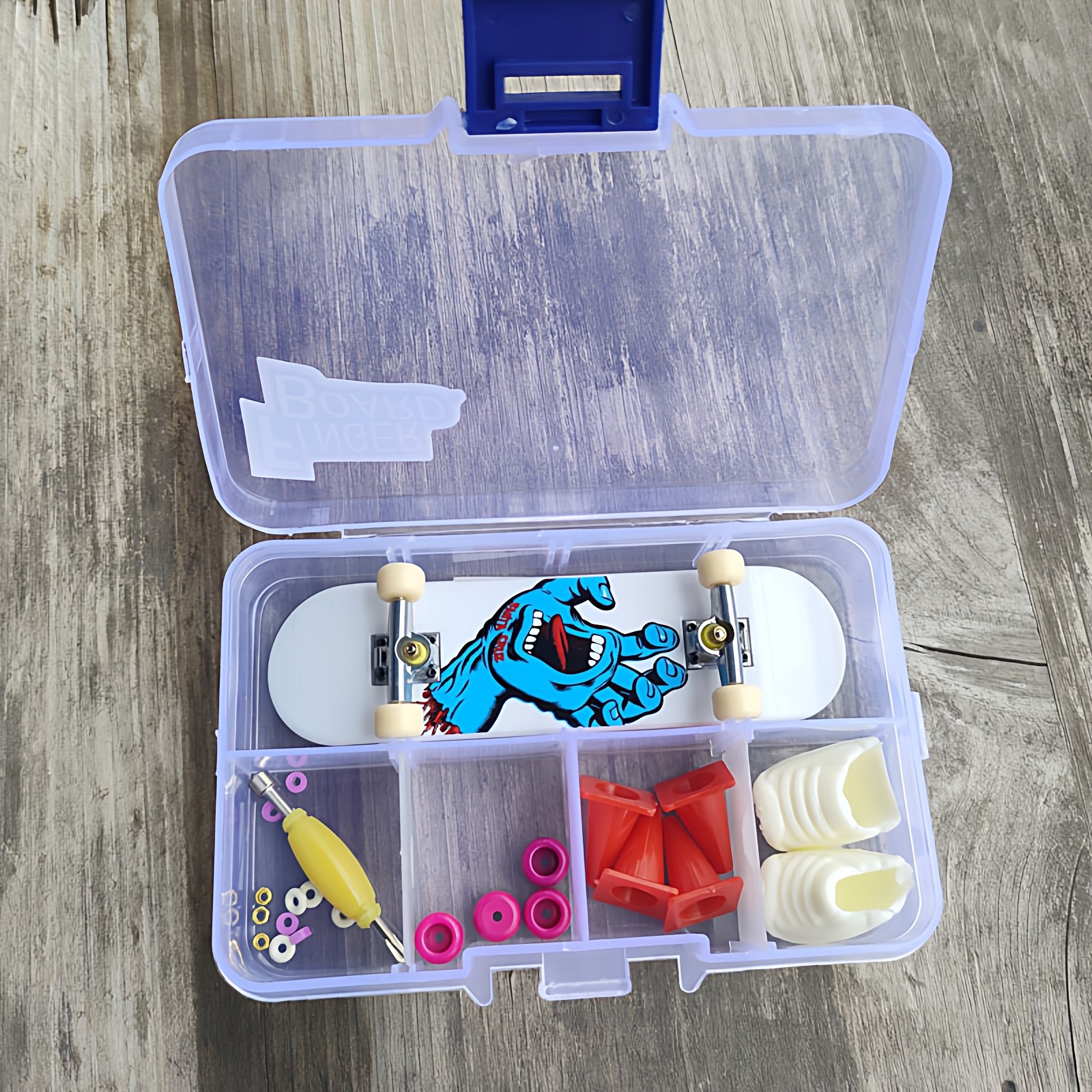 白底蓝手指尖手指滑板小套迷你双翘青少年小滑板带配件贴黑色砂纸,运动/瑜伽/健身/球迷用品,滑板,淘宝优惠券,粉丝福利购,淘宝优惠卷