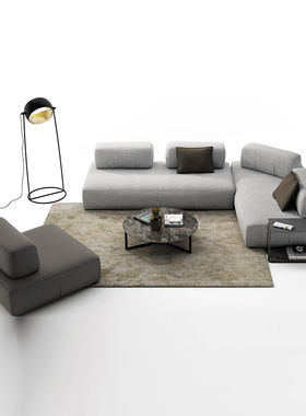 豆腐块沙发极简方块组合懒人米灰色双面坐背靠背侘寂风模块沙发