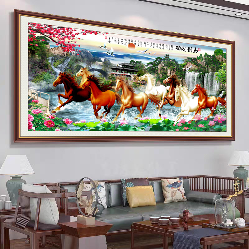 马到成功装饰画客厅办公室自粘贴画书法字画背景墙励志壁画墙纸