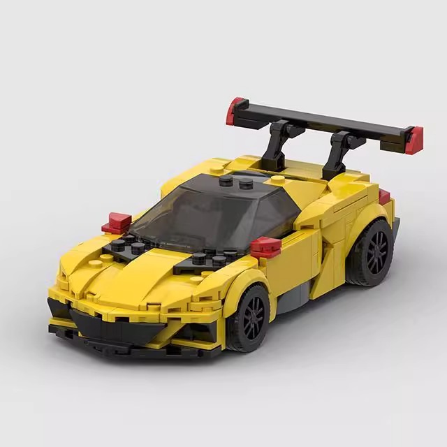 兼容乐高小颗粒C8赛车MOC积木DIY