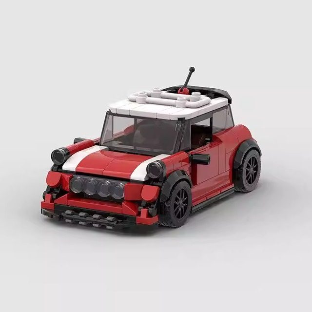 mini cooper赛车跑车积木汽车模型moc小颗粒拼装儿童积木玩具跨境