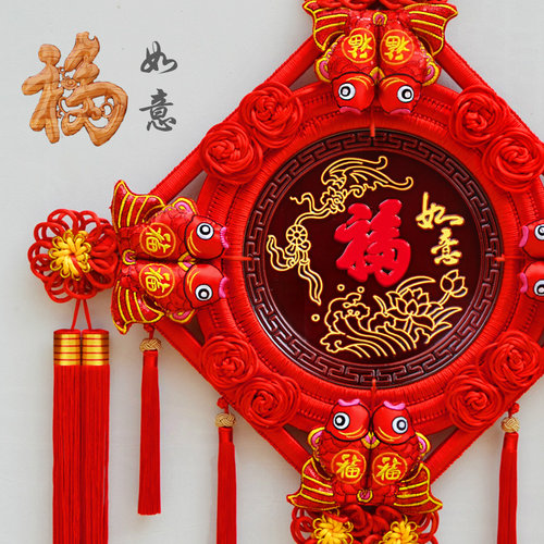 玄关背景墙入户门家居乔迁中国结