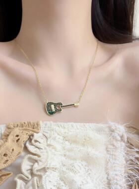 欧美时尚摇滚吉他闪钻项链