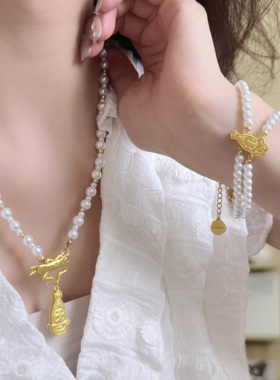 甜美可爱睡眠星星宝宝珍珠手链项链女小众时尚童趣百搭手饰锁骨链