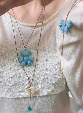 小熊蝴蝶结毛衣慵懒极简风吊坠