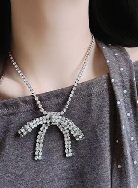 超闪锆石蝴蝶结项链女超仙气质温柔高颜值时尚轻奢百搭锁骨链颈链