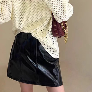 黑色pu皮裙高腰半身裙女2025年秋季新款a字内衬小个子包臀短裙裤
