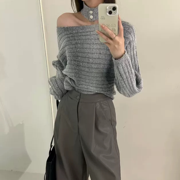 针织衫女2025秋季新款韩版宽松显瘦圆领套头毛衣百搭针织上衣潮