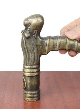 宇卓铜器摆件拐杖寿星老把手