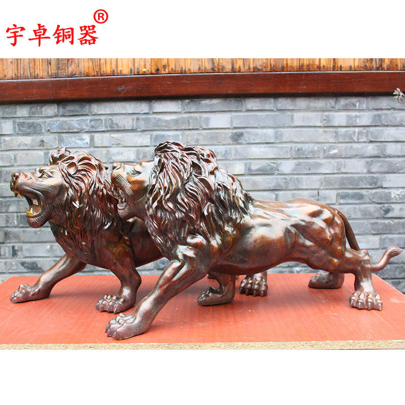 宇卓铜器 纯铜狮子黄铜狮子对狮子铜狮子家居装饰工艺品摆件