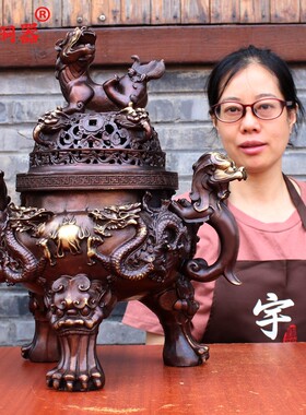 三足炉黄铜黄铜三足炉摆件工艺品