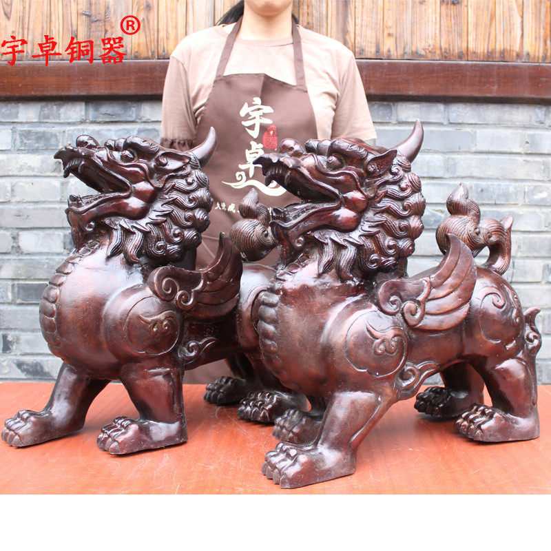 宇卓铜器纯铜貔貅黄铜貔貅单角貔貅家居装饰工艺品摆件