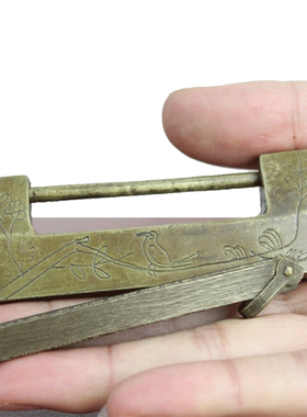 宇卓铜器纯铜锁中式仿古锁家居配件小鸟图案锁挂件工艺