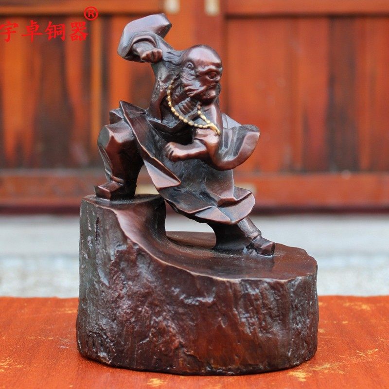 宇卓铜器纯铜达摩黄铜达摩站姿达摩家居 工艺品摆件