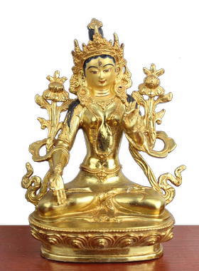 黄铜白度母佛像工艺品家居装饰