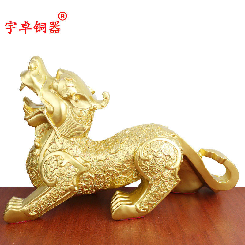 加工鎏金贴金貔貅宇卓铜器纯铜貔貅黄铜貔貅铜钱貔貅工艺品摆件