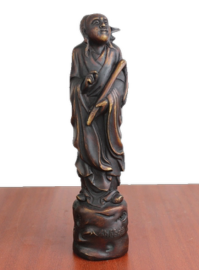 黄铜何仙姑吕洞宾摆件工艺品