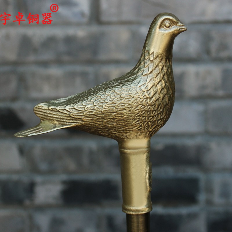 宇卓铜器纯铜鸽子拐杖黄铜鸽子拐杖手杖家居装饰工艺品摆件