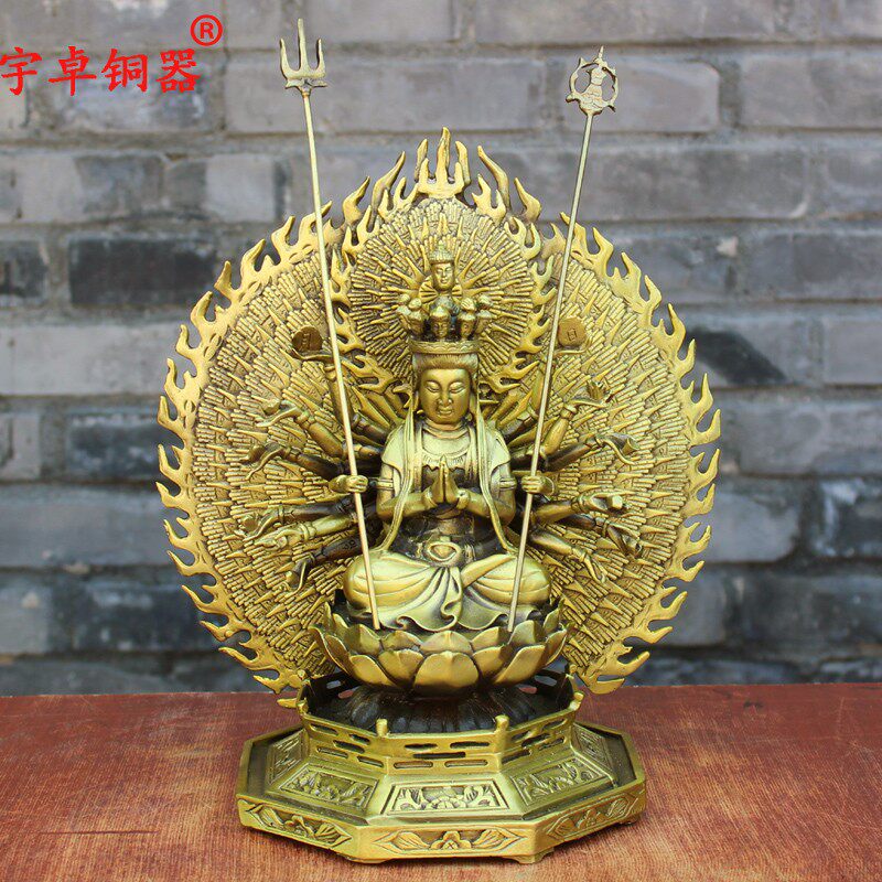 宇卓铜器纯铜千手观音黄铜千手观音家居装饰工艺品摆件