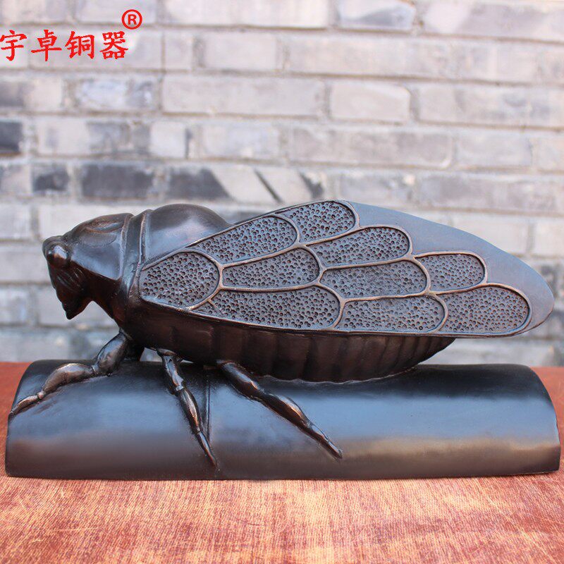 宇卓铜器 纯铜知了 黄铜蝉 家居装饰工艺品桌面摆件