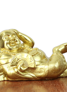 黄铜卧佛鎏金摆件工艺品