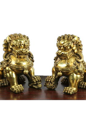 无底座黄铜铜狮子工艺品摆件