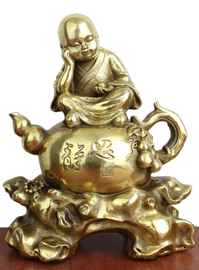 黄铜小和尚摆件工艺品