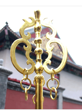 宇卓铜器纯铜禅杖黄铜三股贴金