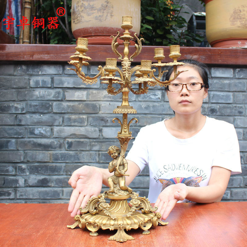 宇卓铜器纯铜烛台黄铜烛台3头4头 5头 9头多头烛台蜡台工艺品