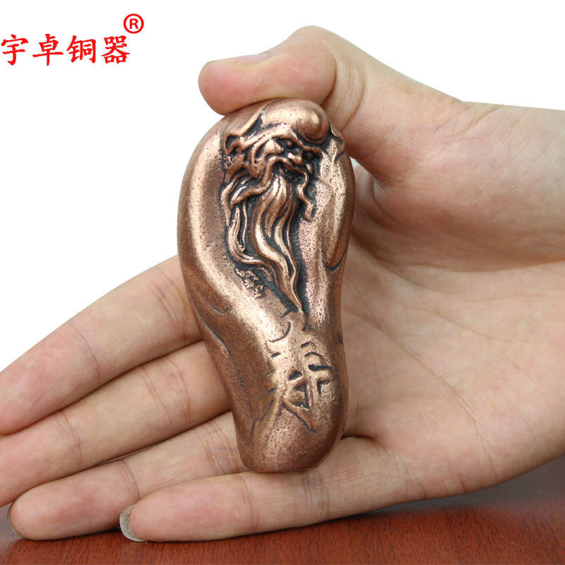 宇卓铜器 纯铜寿星老紫铜寿星老实心寿星老手把件工艺品