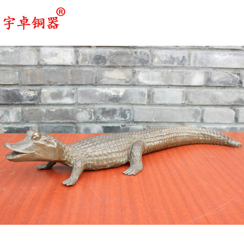 宇卓铜器 纯铜实心鳄鱼黄铜鳄鱼家居装饰 办公室工艺品摆件