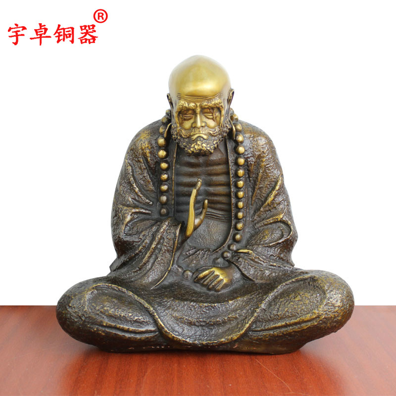 宇卓铜器纯铜达摩黄铜达摩坐姿达摩工艺品摆件