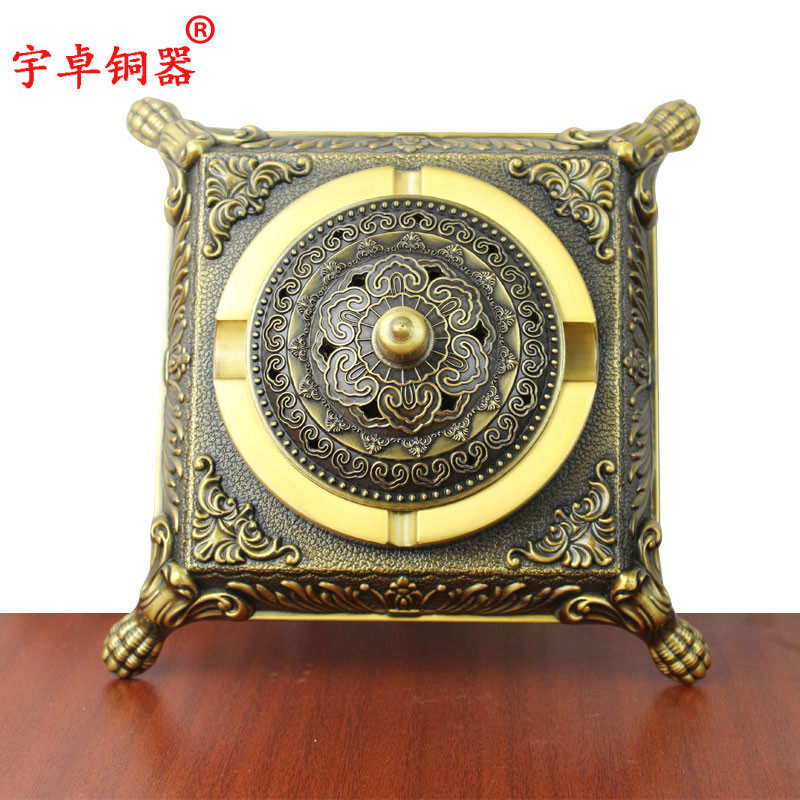 宇卓铜器纯铜烟灰缸黄铜烟缸四足烟灰缸皇冠烟灰缸工艺品摆件