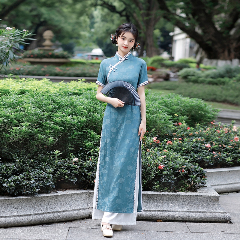 走秀旗袍演出服复古千百思新款