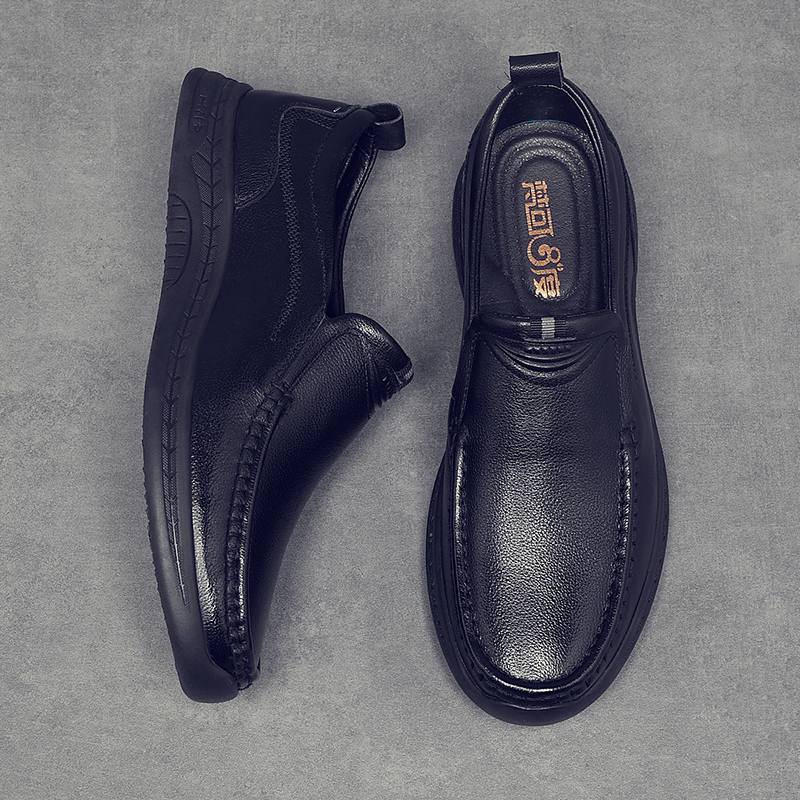 男士防滑轻便休闲皮鞋软底豆豆鞋