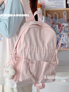 韩国小众学院风少女尼龙双肩包甜美轻便百搭休闲大容量学生上课包